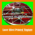 Efeito de folha de flandres impresso a laser para embalagens metálicas